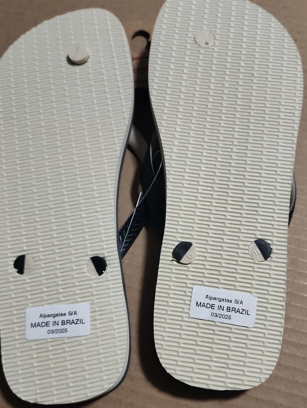 Havaianas Flip Flops - Charcoal Gray Footbed with Cream Straps and Orange Logo